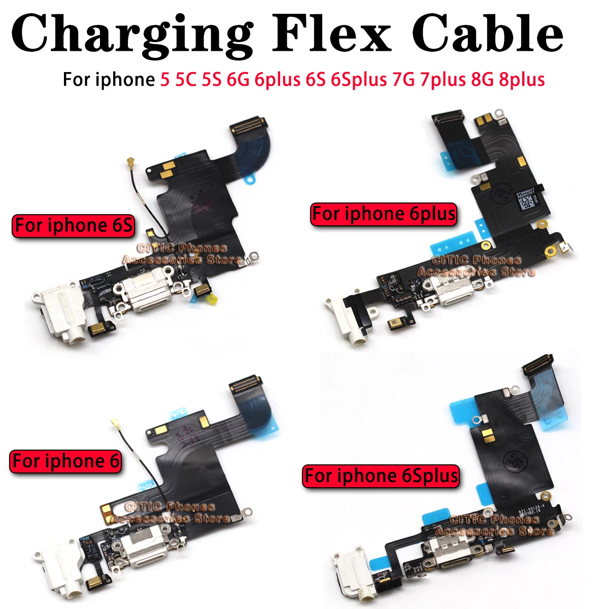 5pcs For iPhone 6 6S 7 8 Plus  - Charging Port Flex 评论和价格